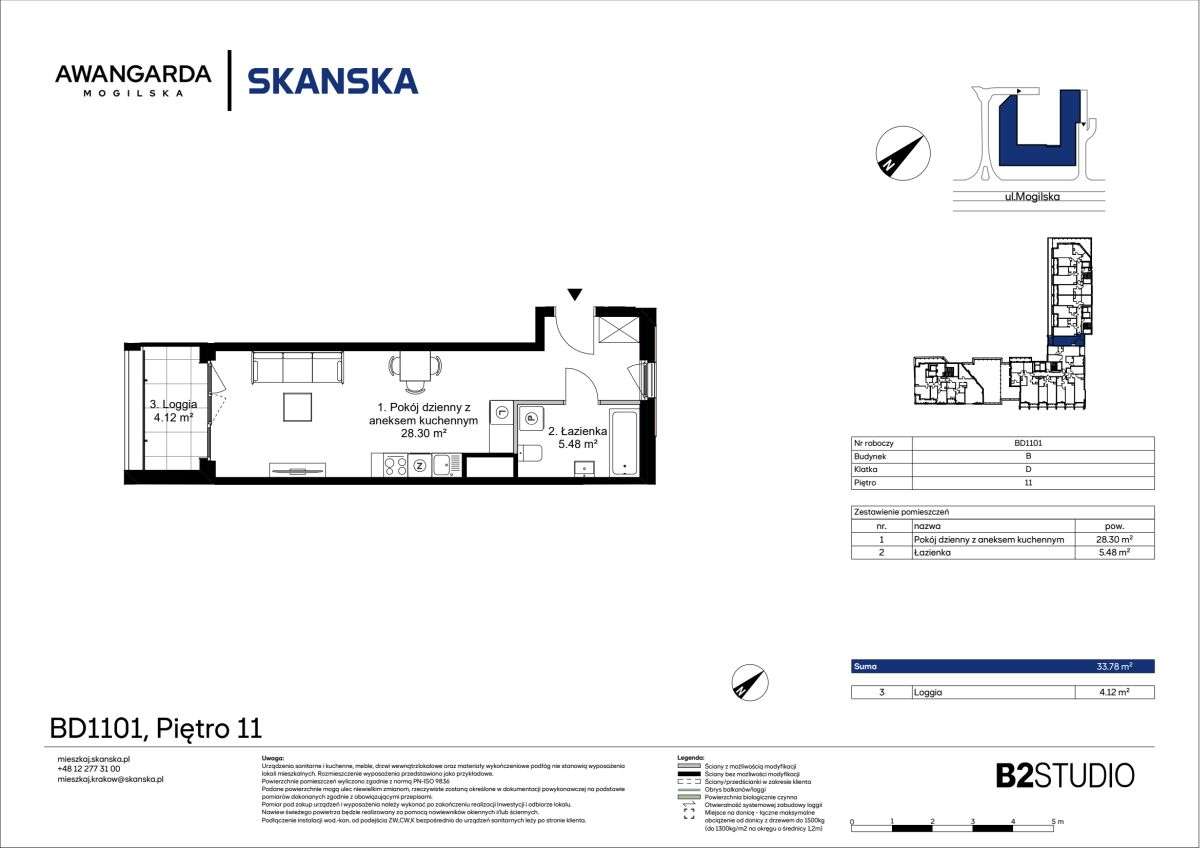 1-pokojowe mieszkanie 33m2 + loggia Bez Prowizji - Pełny obrazek: 2/9