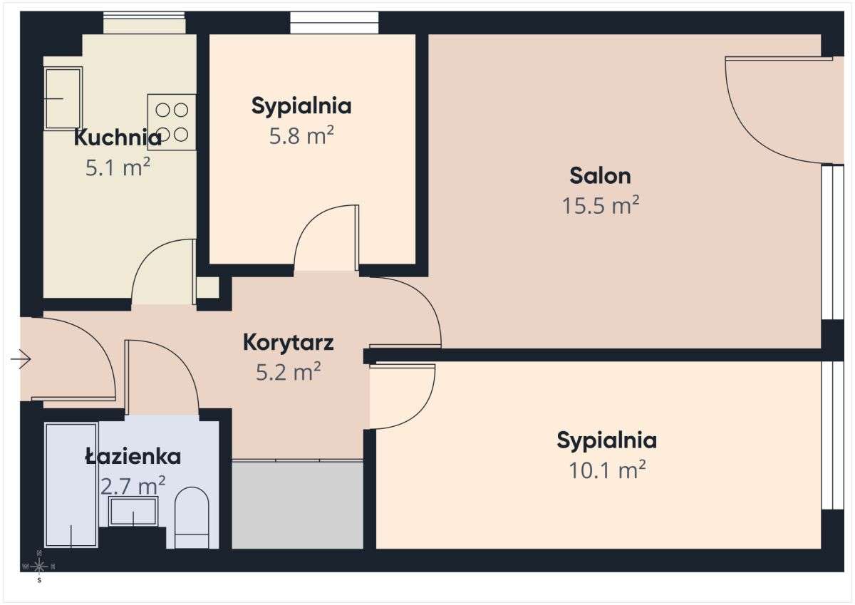 47,39 m² | 3 pokoje | Do remontu | Kamionek-10