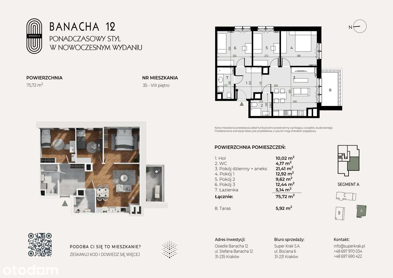 4-pokojowe mieszkanie 75m2 + balkon - Pełny obrazek: 2/9