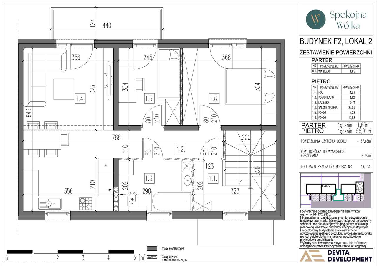 3-pokojowe mieszkanie 57m2 + ogródek Bezpośrednio - Pełny obrazek: 2/9