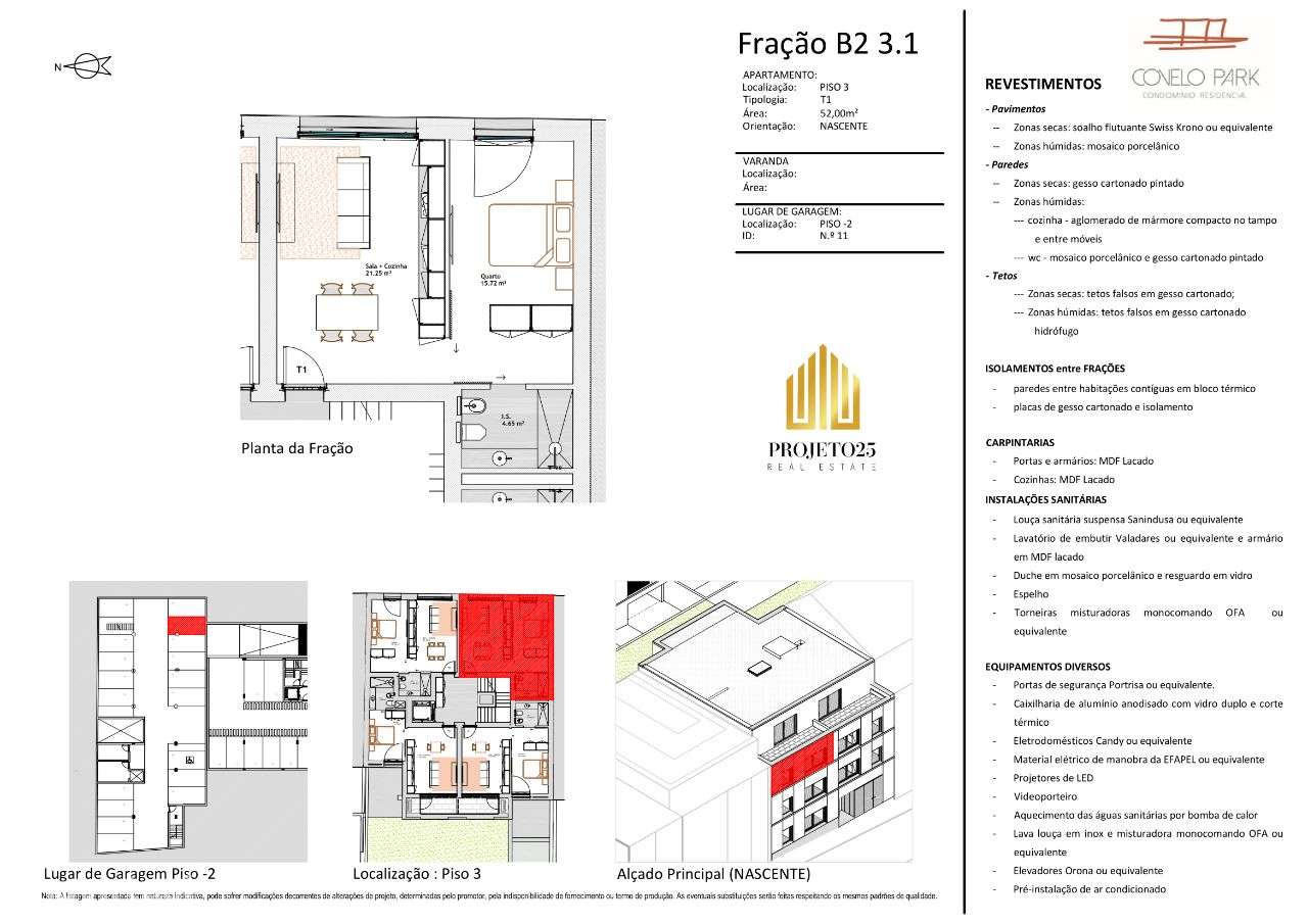 Apartamento T1 Novo em Condomínio Fechado Junto ao Parque do Covelo.-5