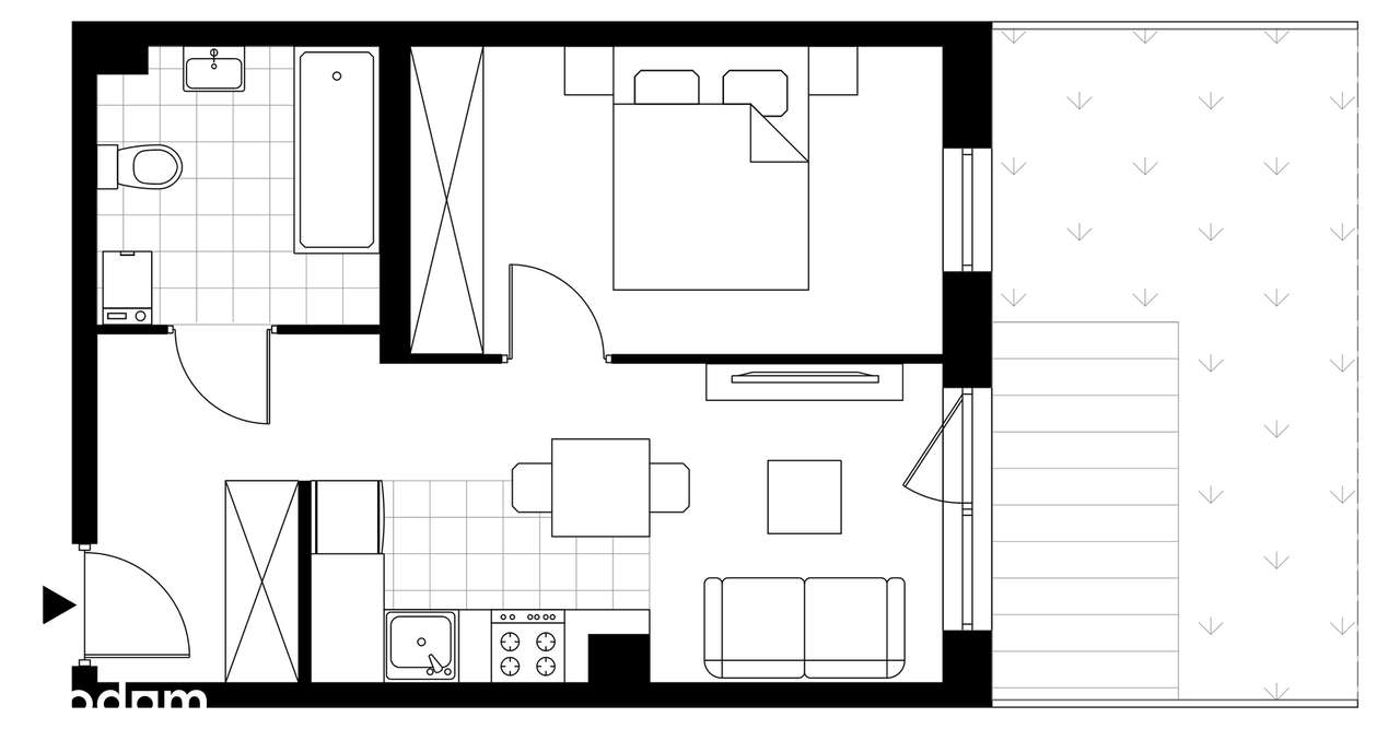 2-pokojowe mieszkanie 33m2 + ogródek Bezpośrednio - Pełny obrazek: 3/8