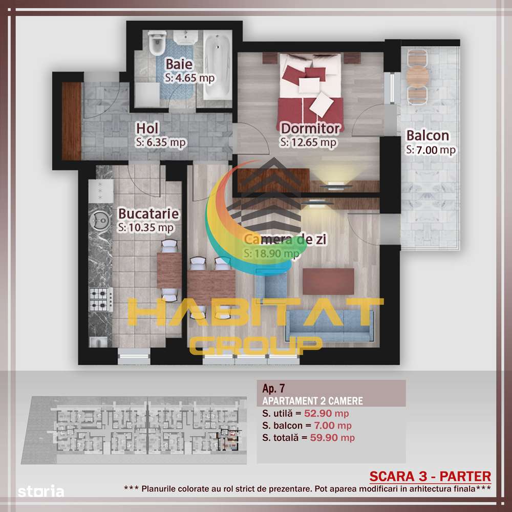 Pallady-2 camere, 59.9 mp, confort în noul tău cămin! - Imagine principală: 5/6