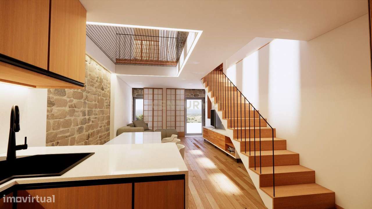 Moradia de Design T1+1 com Fachada em Pedra e Projeto Aprovado – Centr-11