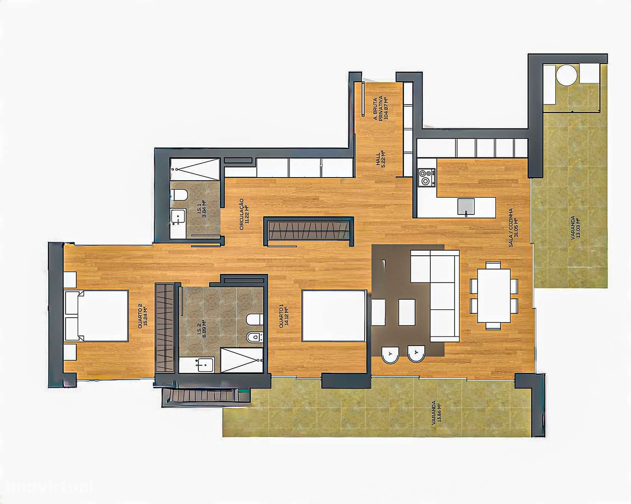 Apartamento T2 com suíte e duas varandas, Barrocas, Aveiro-7