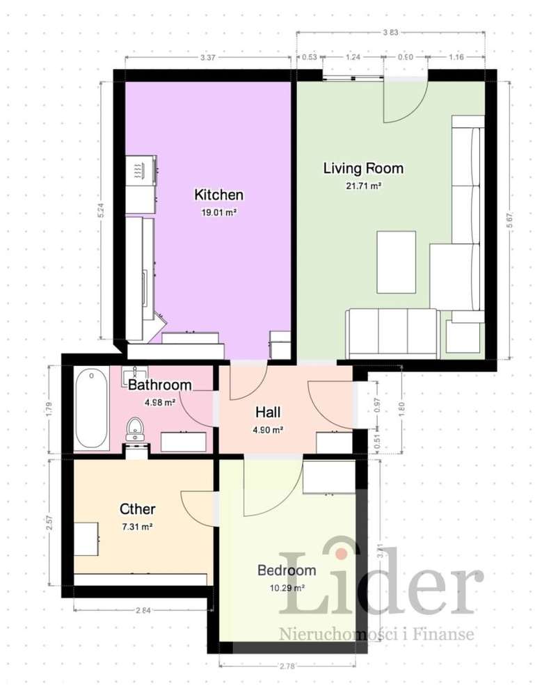 Różyckiego centrum miasta 64,43 m² + 30 M poddasza-1