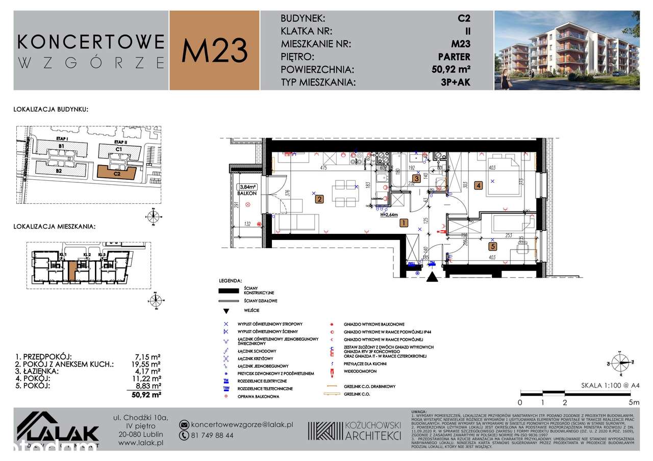 3-pokojowe mieszkanie 50m2 + balkon - Pełny obrazek: 2/7