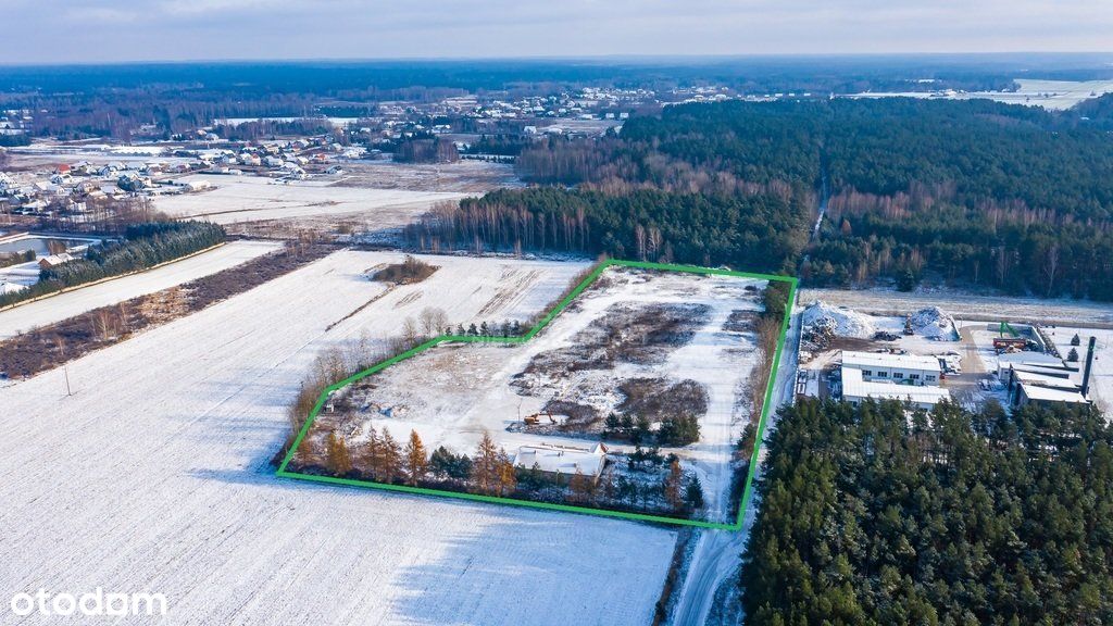 Działka przemysłowa z budynkiem, pełne ogrodzenie