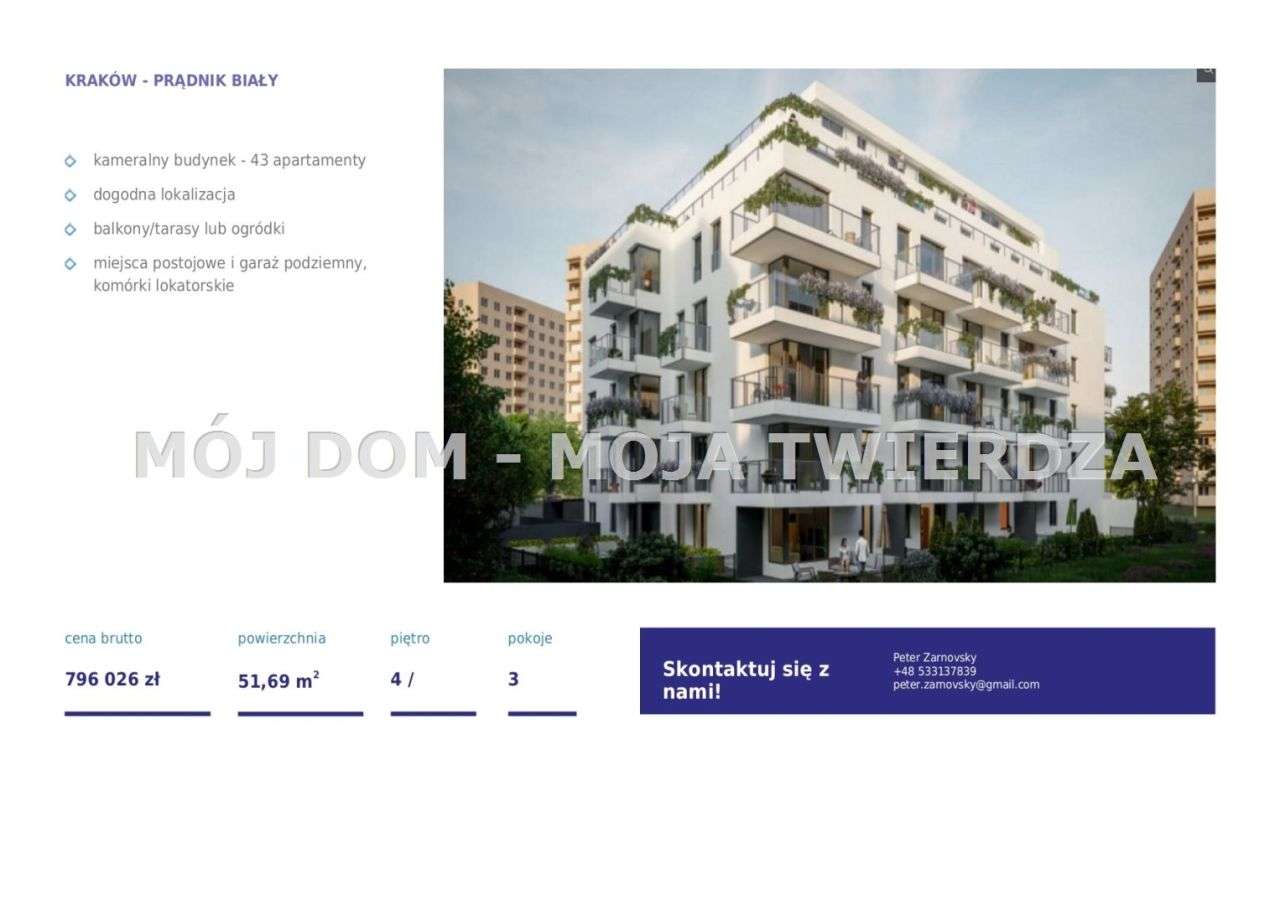 3-pokojowe mieszkanie na 4. piętrze z balkonem — Kraków, Prądnik Biały-6