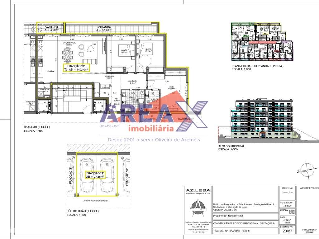 FRAÇÃO S - 3º andar - T3 - 2 lugares de garagem - Grande imagem: 2/17