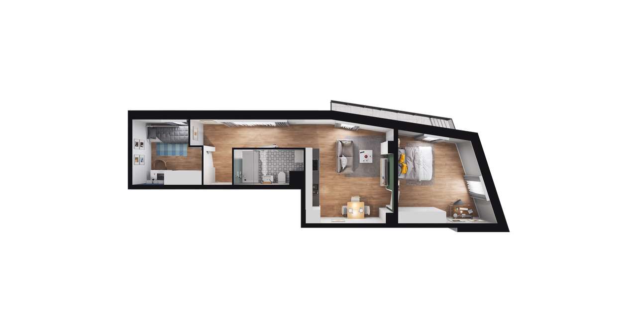 3-pokojowe mieszkanie 50m2 + taras Bez Prowizji - Pełny obrazek: 2/8