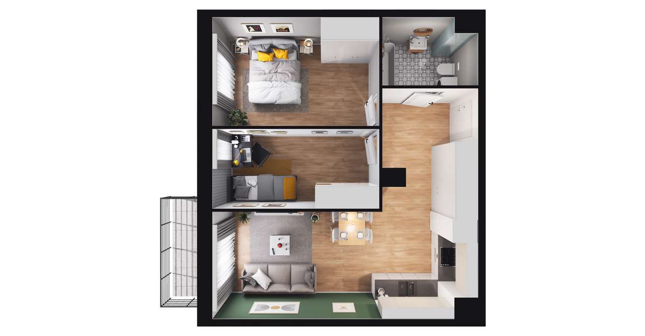 3-pokojowe mieszkanie 53m2 + balkon Bezpośrednio - Pełny obrazek: 2/8