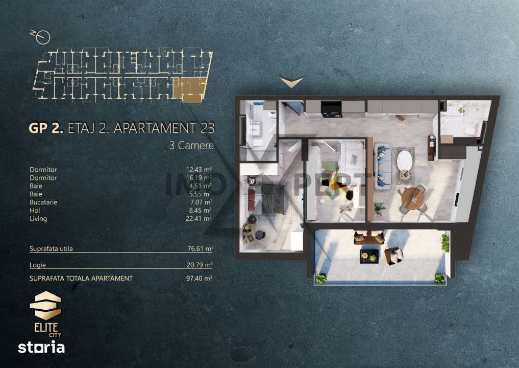 Apartament 3 Camere Elite City | 77 mp + Terasa 20 mp-8