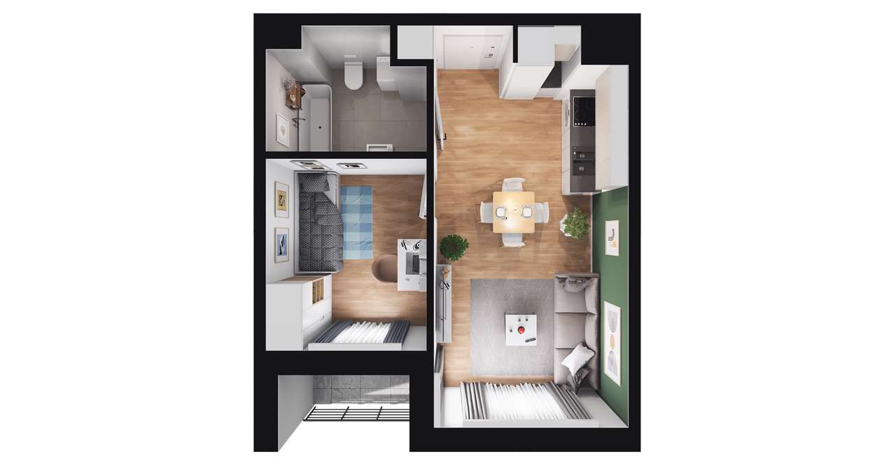 2-pokojowe mieszkanie 33m2 + loggia Bez Prowizji - Pełny obrazek: 2/8
