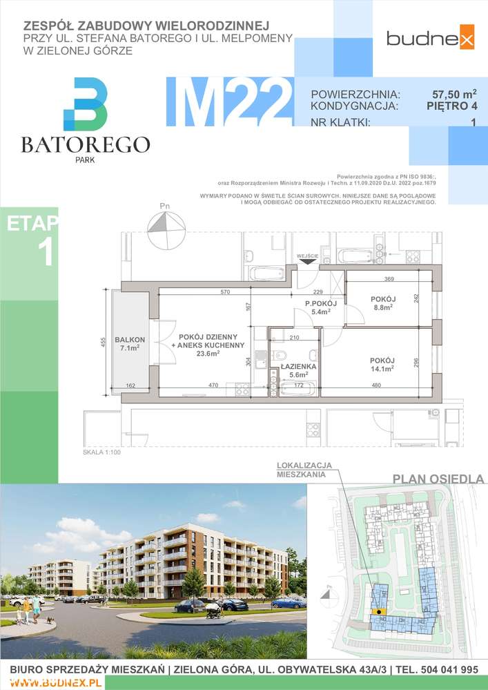 Mieszkanie na sprzedaż, Zielona Góra, Batorego Park, 3 pokoje, bez PCC-3
