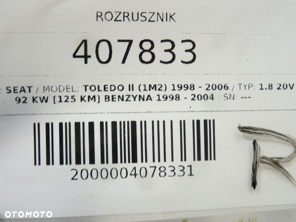 ROZRUSZNIK SEAT TOLEDO II (1M2) 1998 - 2006 1.8 20V 92 kW [125 KM] benzyna 1998 - 2004 - 4