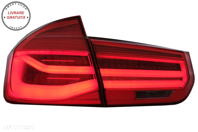 Stopuri LED BMW Seria 3 F30 (2011-2019) Rosu Clar LCI Design cu Semnal Dinamic Sec- livrare gratuita - 2