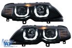 Faruri 3D U LED Angel Eyes BMW Seria 3 E46 Facelift (09.2001-03.2005) Limousine Touring Negru - 1