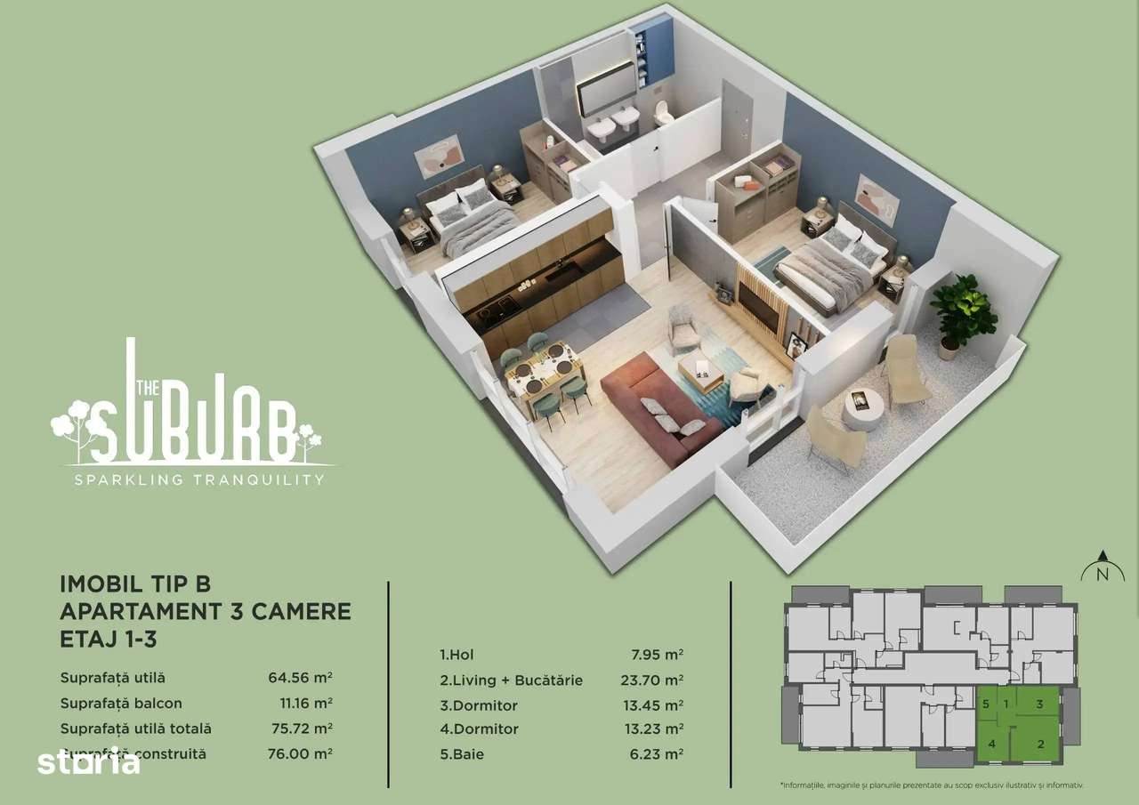 3 camere nou + parcare in Buftea 95,500 EUR + TVA!-11