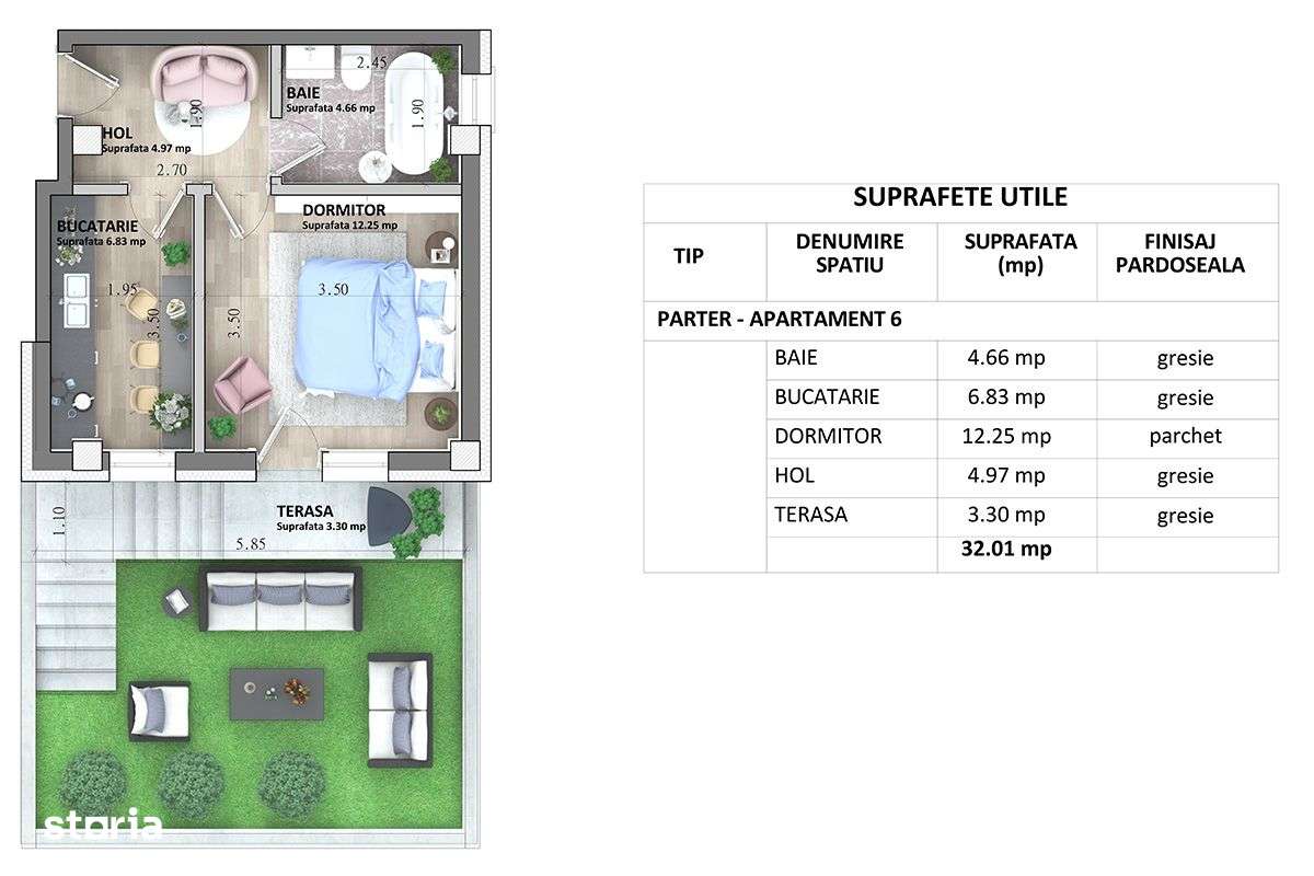 Capat CUG  1 camera D 32 mp + curte 29 mp Lunca Cetatuii FATA C3 - Imagine principală: 4/15