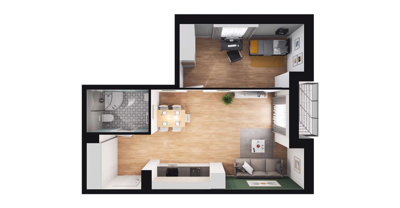 2-pokojowe mieszkanie 45m2 + balkon Bez Prowizji - Pełny obrazek: 3/9