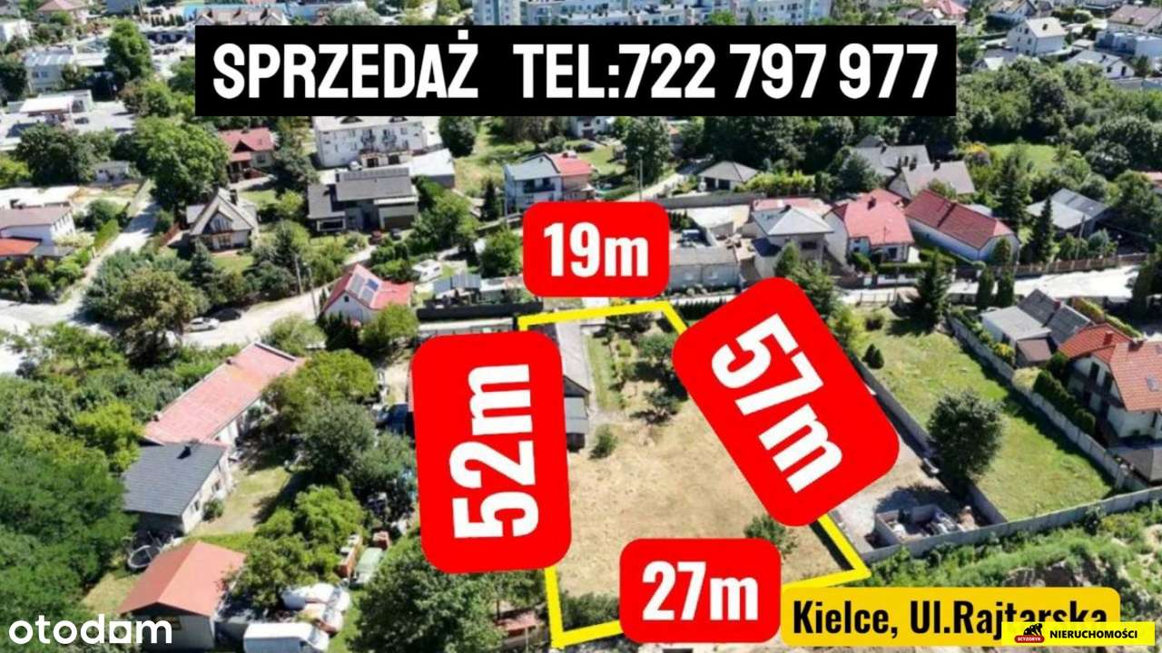 Działka budowlana 1247 m² na Baranówku, Kielce
