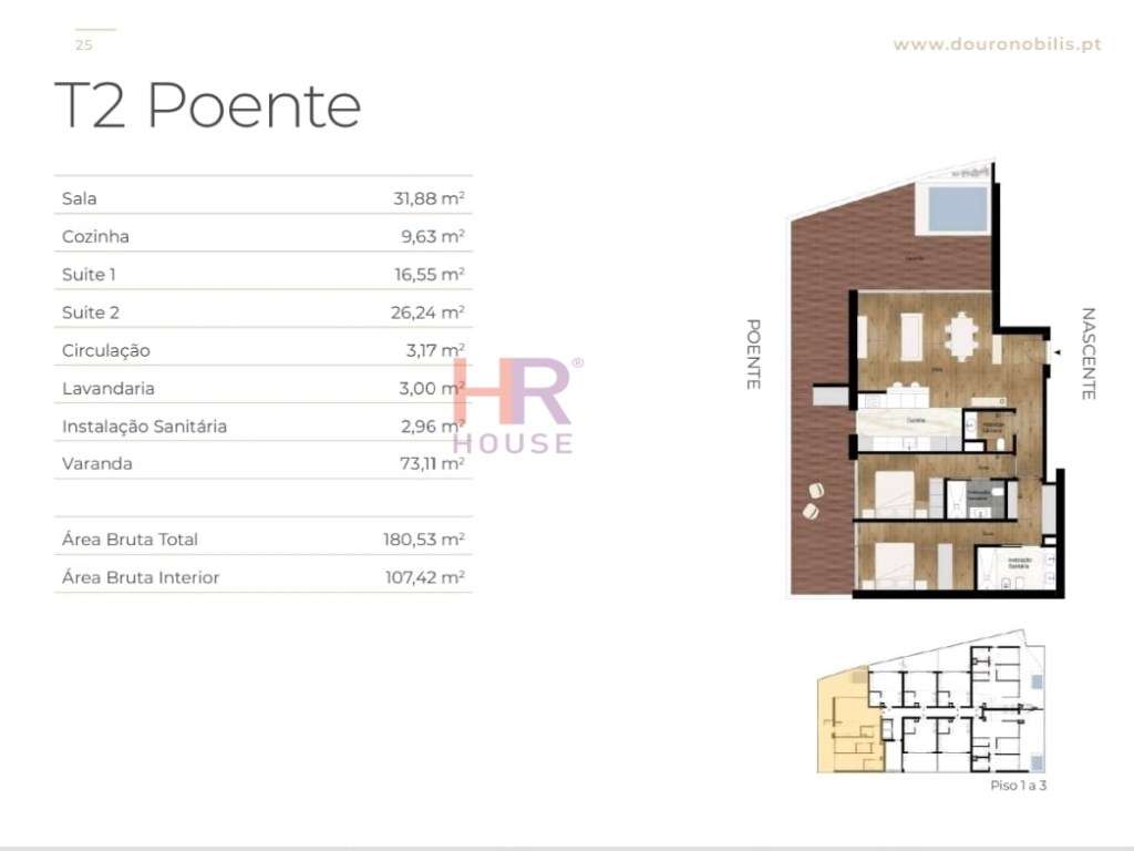 Magnifico T2 com terraço e piscina privativa. - Grande imagem: 3/5