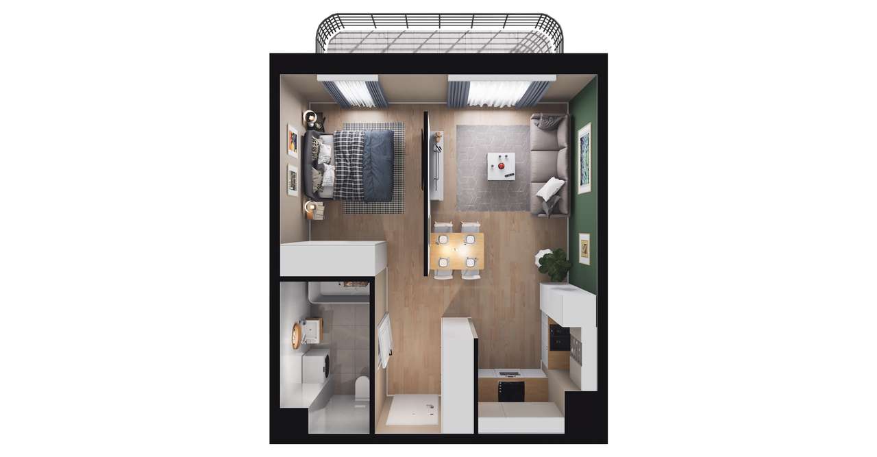 1-pokojowe mieszkanie 38m2 + balkon Bez Prowizji - Pełny obrazek: 2/8