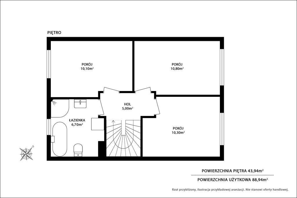 Szeregowiec w Plewiskach do wykończenia 88,94m2 - Pełny obrazek: 5/20