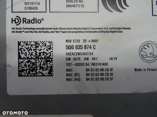 5Q0035874C 565919605B MIB2 Navigacja ekran Radio Skoda Kodiaq Czesci - 3