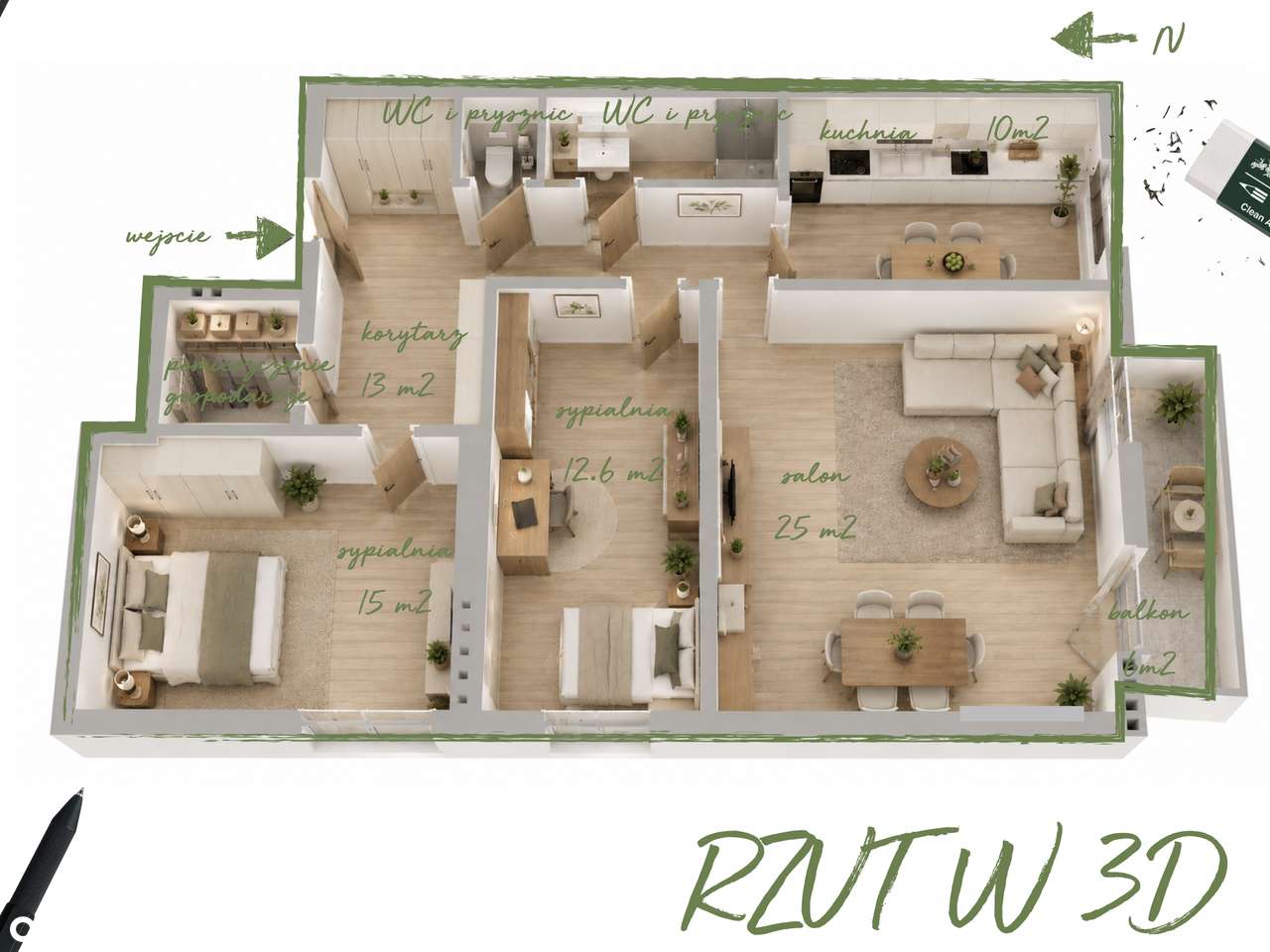 Prywatnie: 84 m² | 3 pokoje | 2 łaz. | balkon | ciche, słoneczne – další