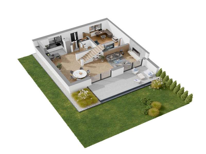 Dom bliźniak 144 m2 pompa ciepła, fotowoltaika, klimatyzacja - Pełny obrazek: 5/12