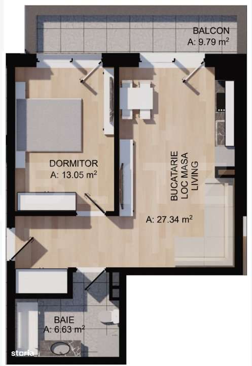 Apartament 2 camere, balcon 10mp, etaj intermediar, parcare, zona cent - Imagine principală: 2/4