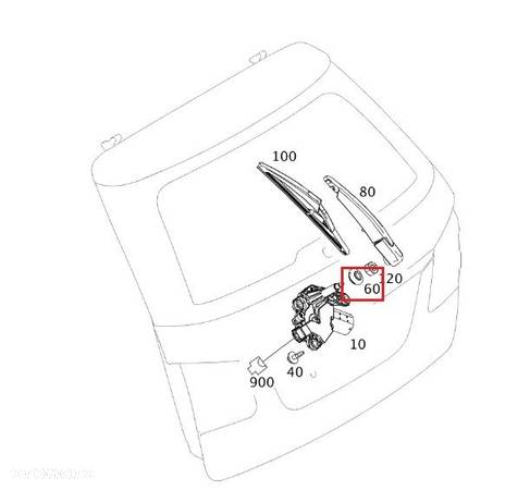 MERCEDES WIELE MODELI Tuleja gumowa zaslepka wycieraczki tyl OE - 2