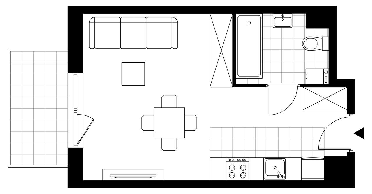 1-pokojowe mieszkanie 28m2 + balkon - Pełny obrazek: 3/8