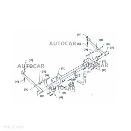 Carlig de remorcare pentru FIAT SCUDO - VAN, si GRAND - sistem semidemontabil -cu suruburi - tip 3xxx - din 2006/10 do - 6