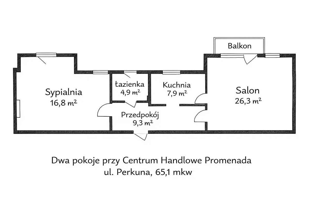 Dwa pokoje przy CH Promenada | 65,1 m² | Balkon | Gocław-10