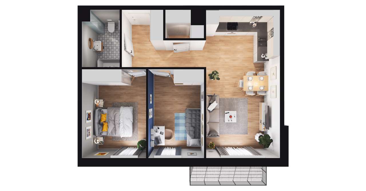 3-pokojowe mieszkanie 58m2 + balkon Bez Prowizji - Pełny obrazek: 3/9