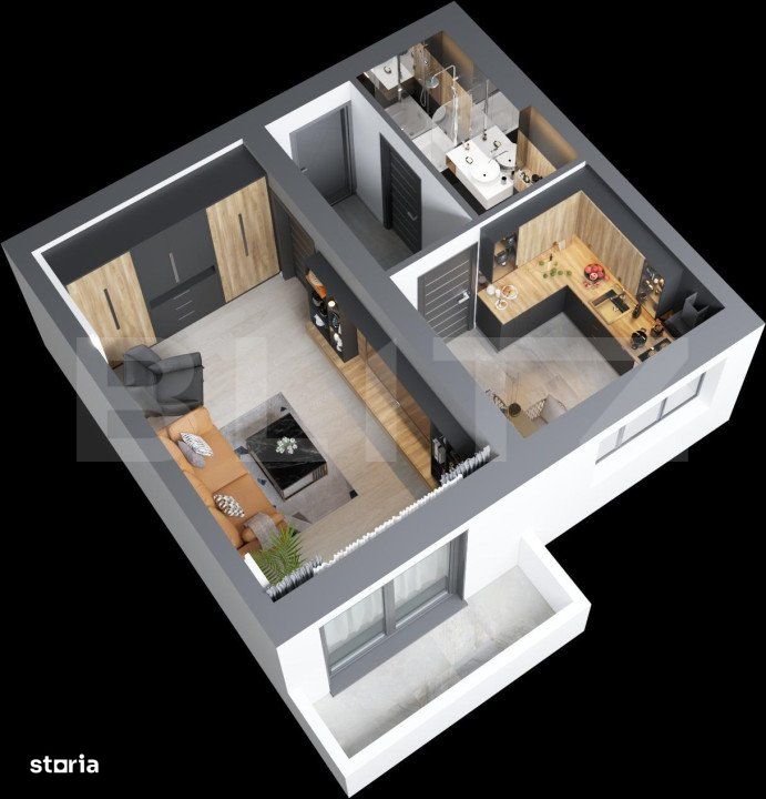 Apartament premium cu sistem smart home, 1 camera, 38.5 mp intr-un car