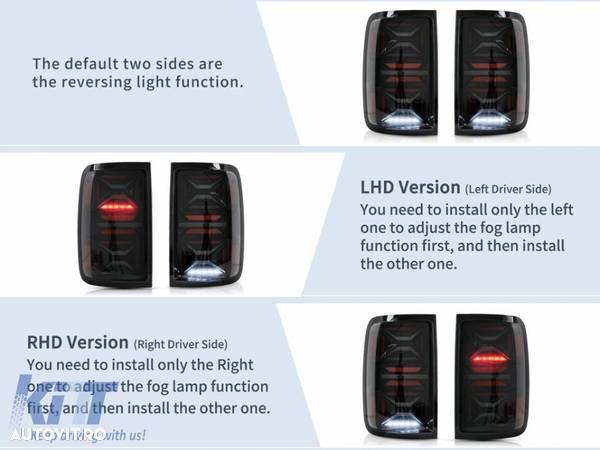 Stopuri LED compatibil cu VW Amarok (2010-2020) Semnal Secvential Dinamic Fumuriu - 4