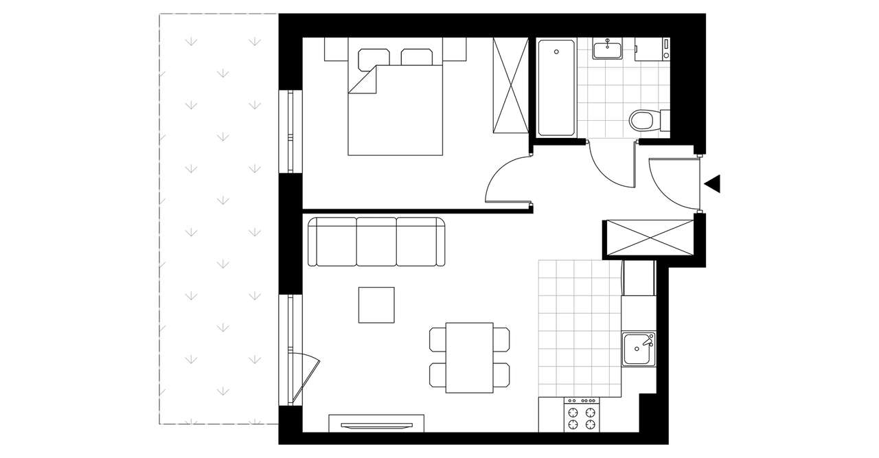 2-pokojowe mieszkanie 41m2 + ogródek Bez Prowizji - Pełny obrazek: 3/8