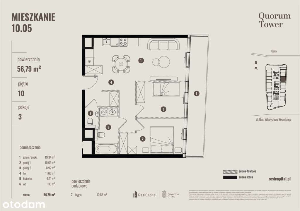Panoramiczny apartament z loggią nad Odrą-9
