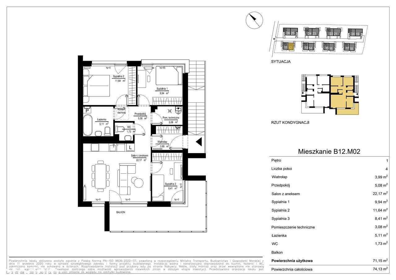 4-pokojowe mieszkanie 71m2 Bezpośrednio - Pełny obrazek: 2/7