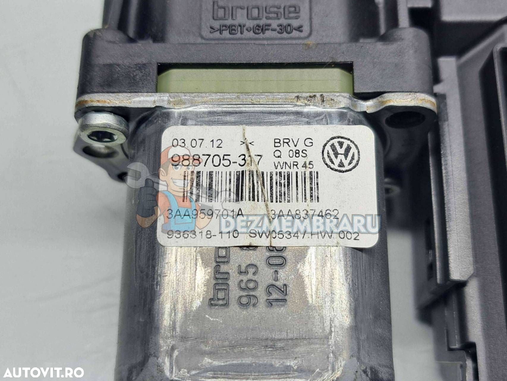 Motoras geam dreapta fata Volkswagen Passat B7 (365) Variant [Fabr 2010-2014] 3AA959701A 3C0959793C - 3