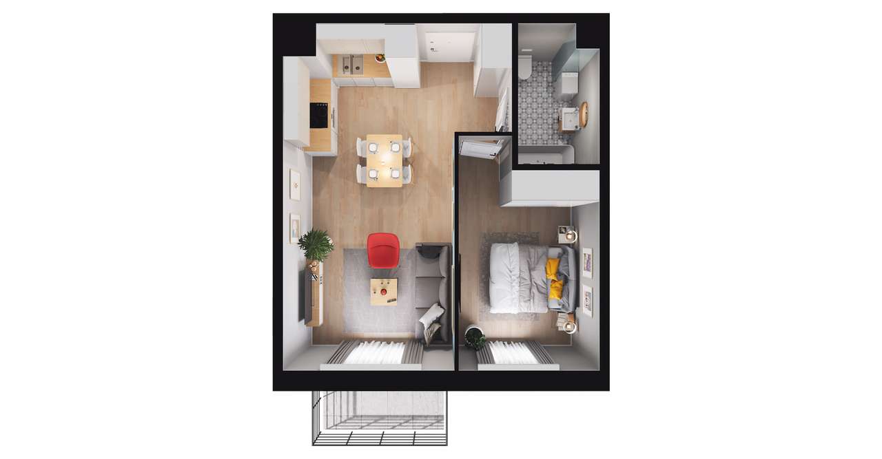 2-pokojowe mieszkanie 39m2 + balkon Bezpośrednio - Pełny obrazek: 2/8