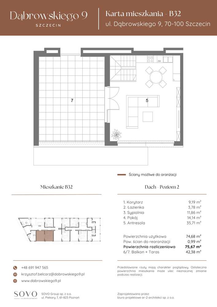 Dąbrowskiego 9 | mieszkanie 2-pok. | B32 - Pełny obrazek: 3/8