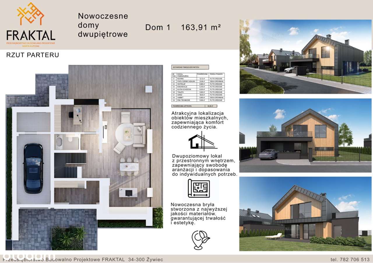 Nowoczesne domy dwupiętrowe z garażem oraz własnym ogrodem - Pełny obrazek: 4/17