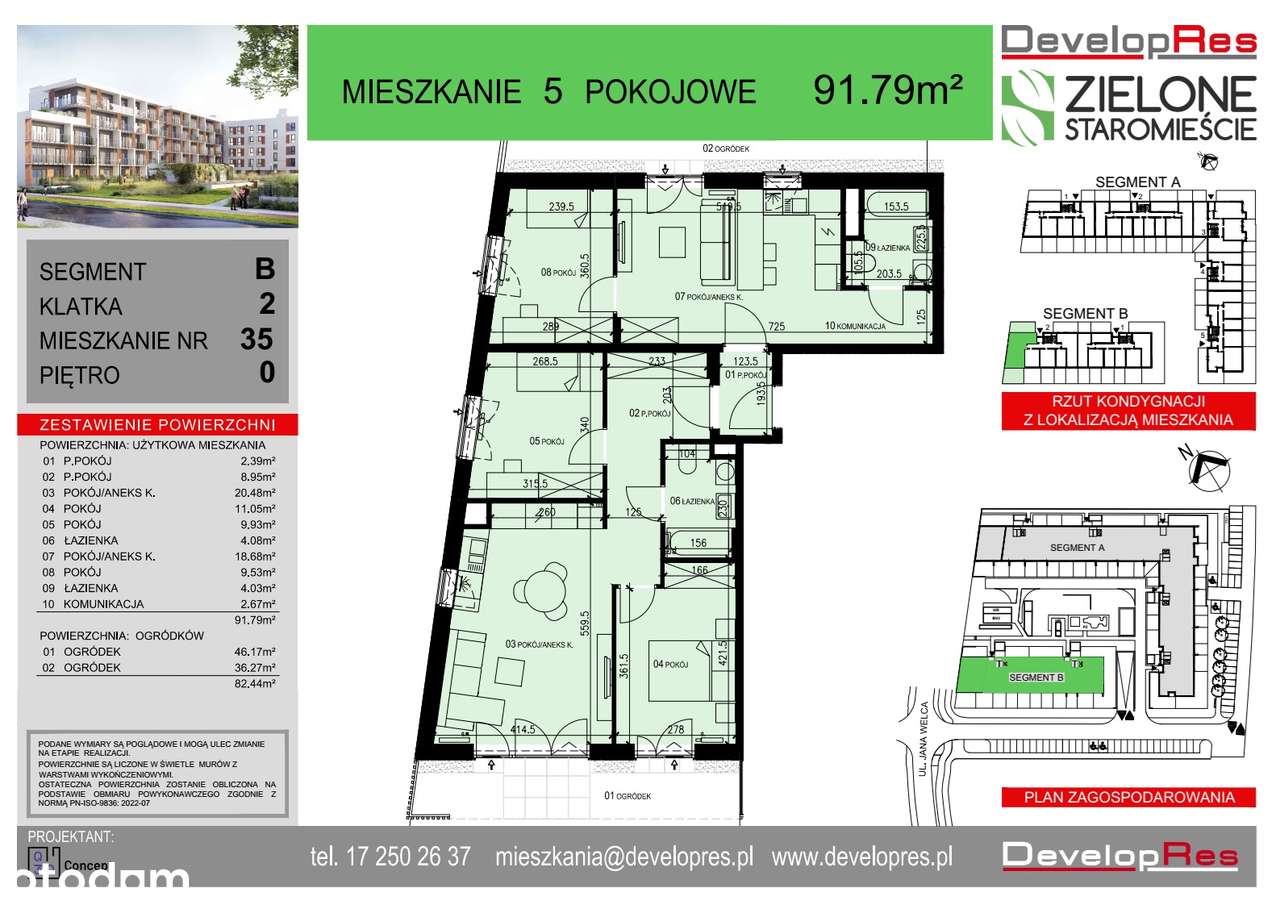 Duże mieszkanie z ogrodem | 5 pokoi | 91,79 m² | B-35