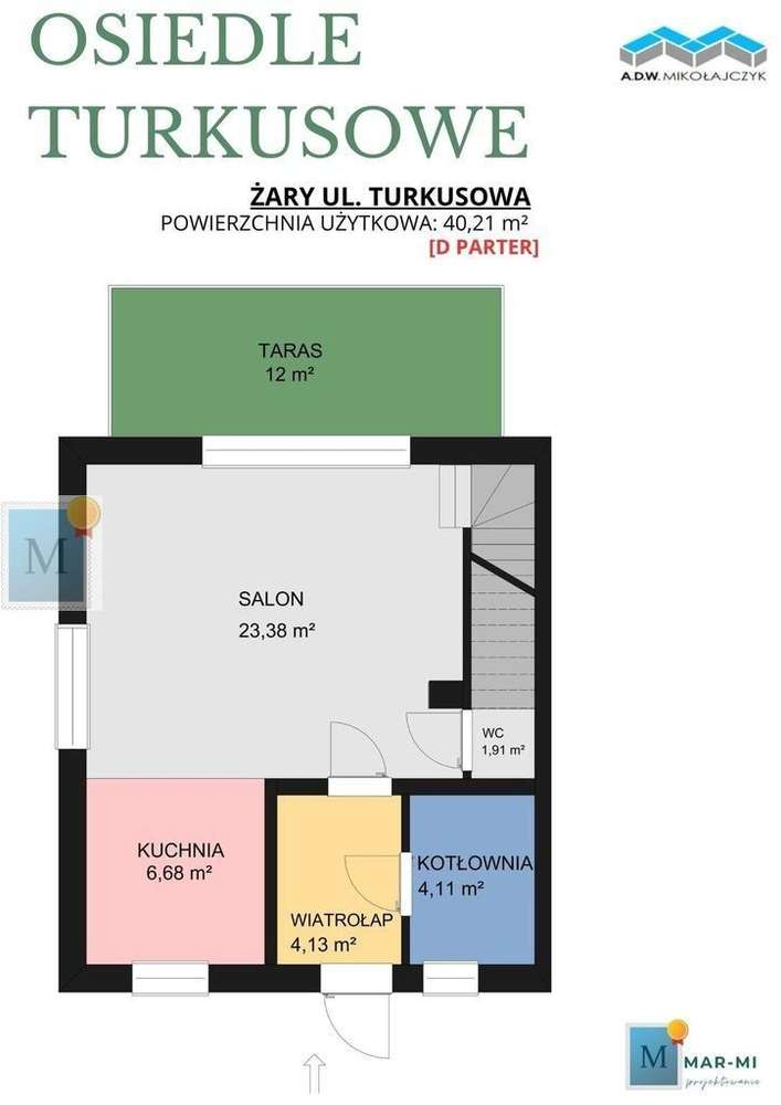 Dom-szereg,82m2 z poddaszem,4pokoje,Turkusowa - Pełny obrazek: 4/14