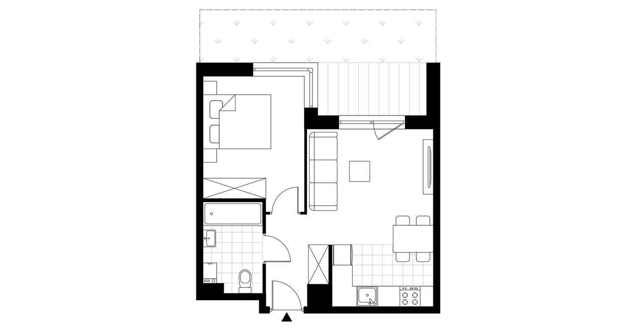2-pokojowe mieszkanie 38m2 + ogródek - Pełny obrazek: 2/6